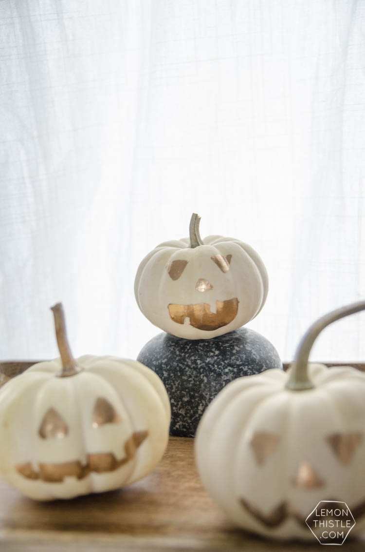 DIY Mini Gold Leaf Jack-O-Lantern Pumpkins for Halloween!
