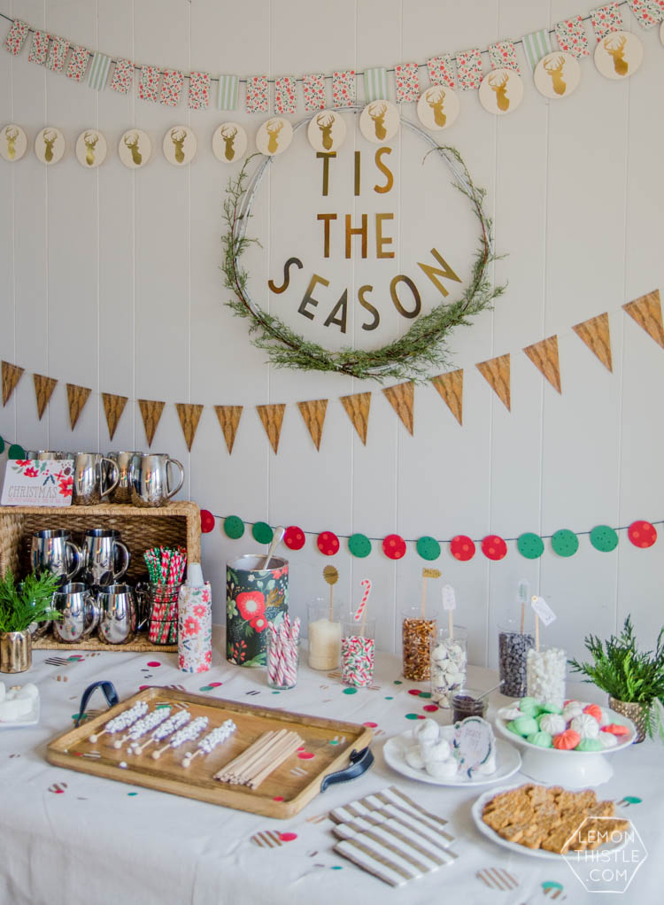 Holiday Party Table Styling Tips- a Christmas crafting and hot cocoa party!