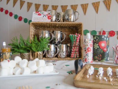 Holiday Party Table Styling Tips- a Christmas crafting and hot cocoa party!