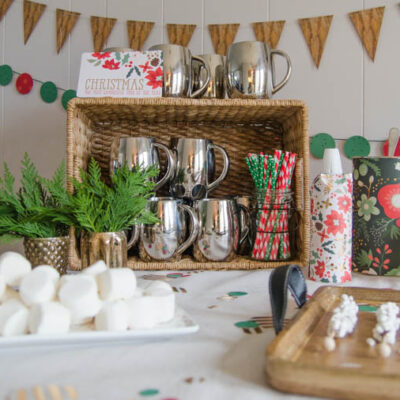 Holiday Party Table Styling Tips- a Christmas crafting and hot cocoa party!
