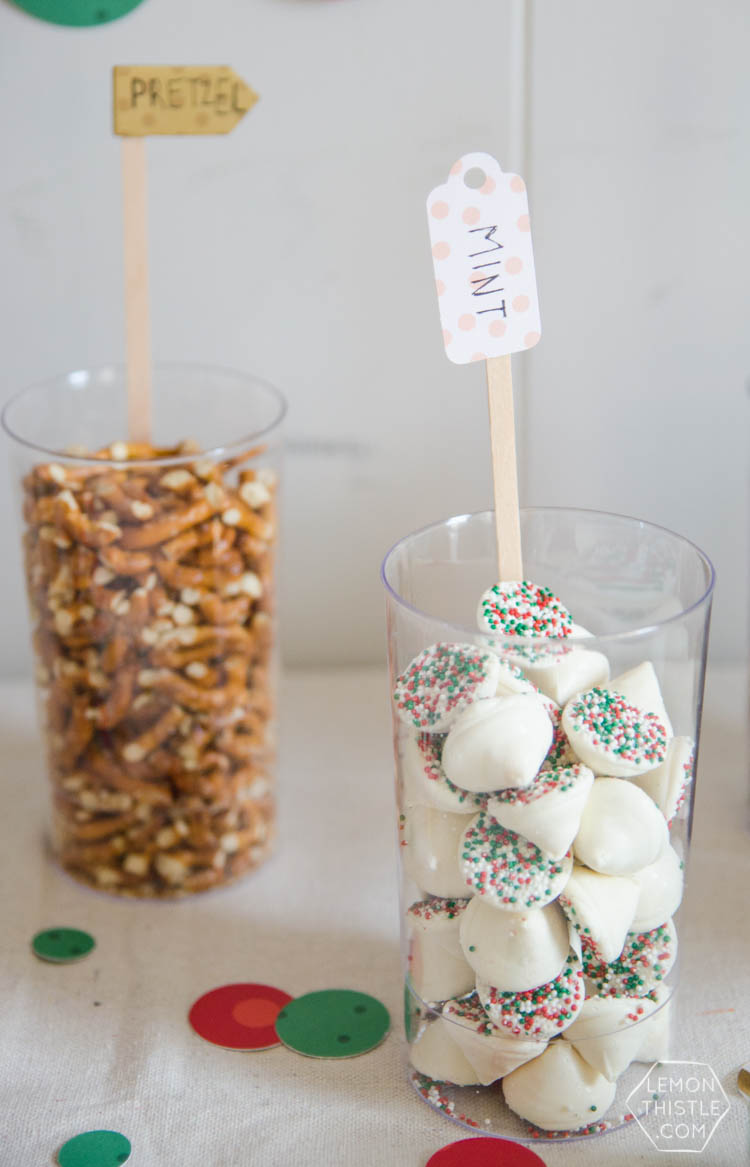 Holiday Party Table Styling Tips- a Christmas crafting and hot cocoa party!
