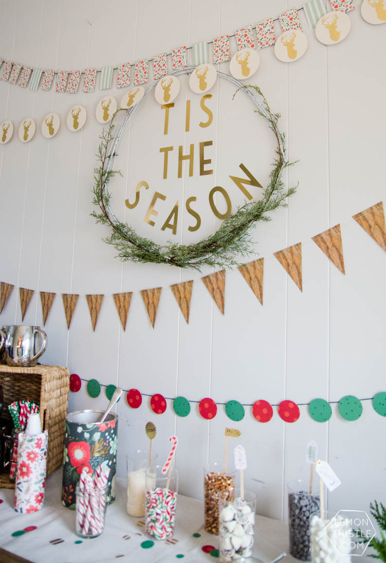 Holiday Party Table Styling Tips- a Christmas crafting and hot cocoa party!