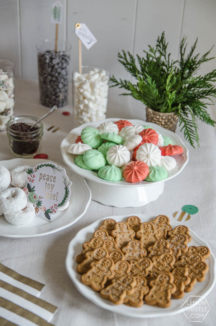 Holiday Party Table Styling Tips- a Christmas crafting and hot cocoa party!