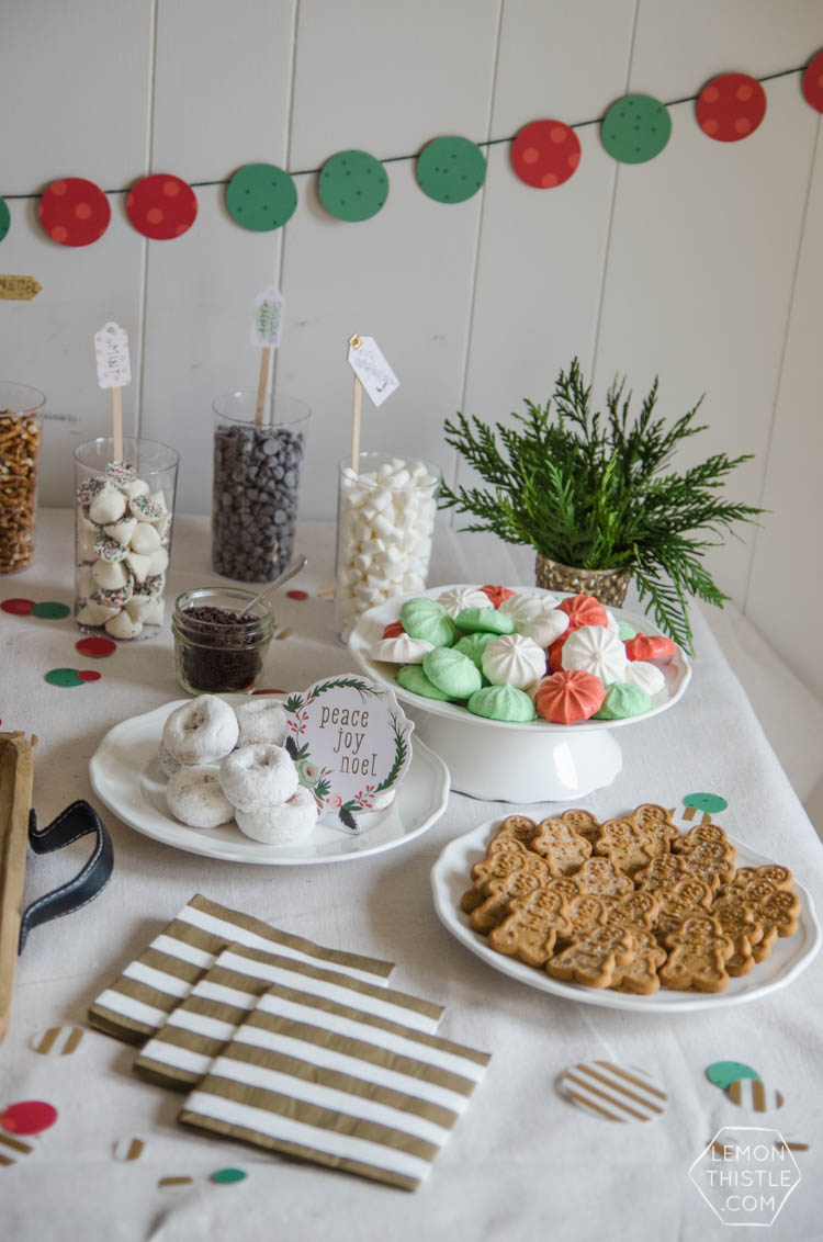 Holiday Party Table Styling Tips- a Christmas crafting and hot cocoa party!