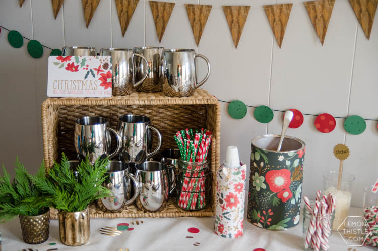 Holiday Party Table Styling Tips- a Christmas crafting and hot cocoa party!