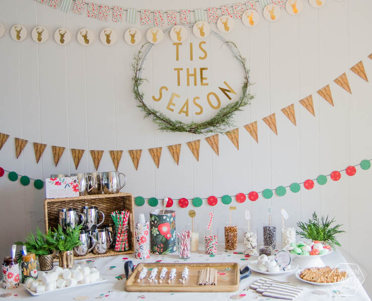 Holiday Party Table Styling Tips- a Christmas crafting and hot cocoa party!