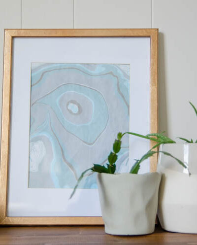 DIY marbled art and gilded photo frame