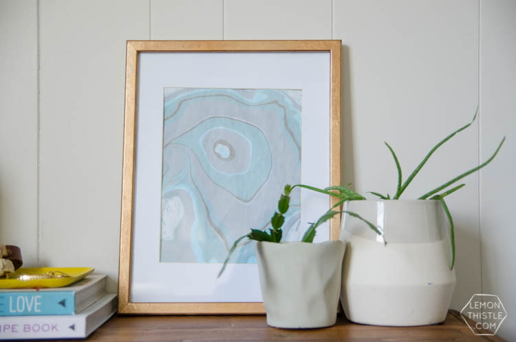 DIY marbled art and gilded photo frame