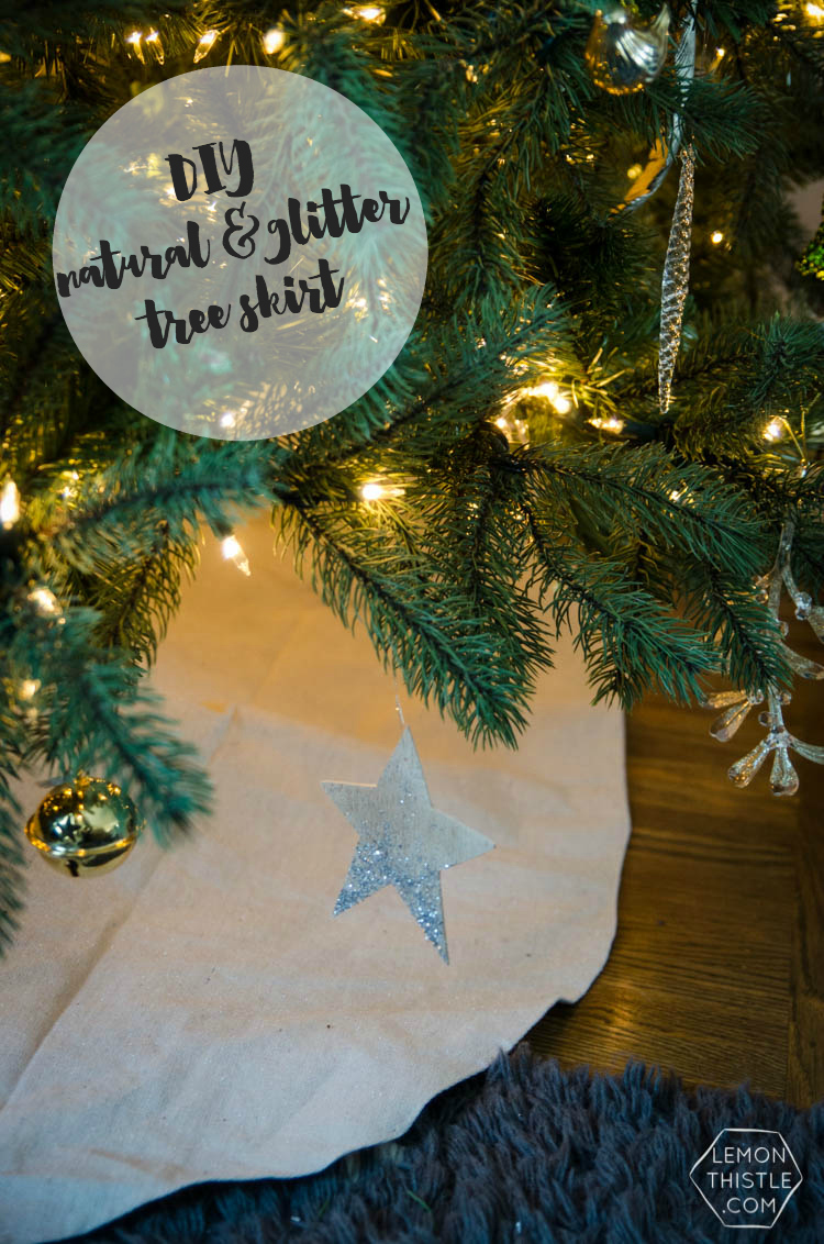 DIY simple glitter tree skirt- I love this for a little more of a natural christmas