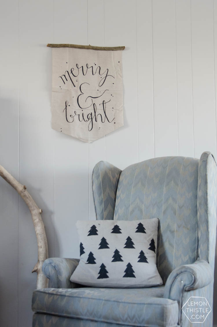 DIY Rustic Holiday Wall Hanging- with hand lettered template