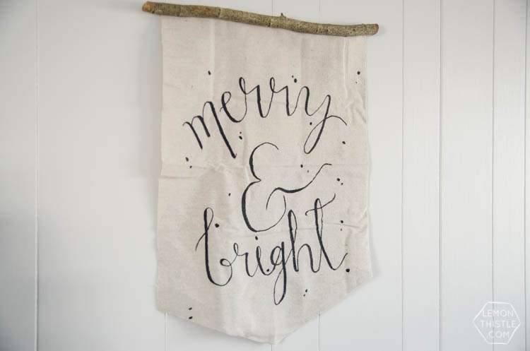 DIY Rustic Holiday Wall Hanging- with hand lettered template