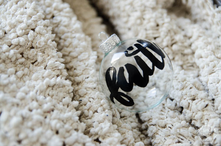 DIY Hand Lettered Ornaments- these would make great gifts for Christmas with the person's name!