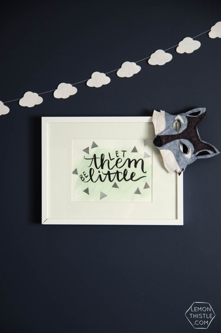 Let Them Be Little- DIY Hand Lettered Wall Art with Watercolor and Metallic Details... and a free template!