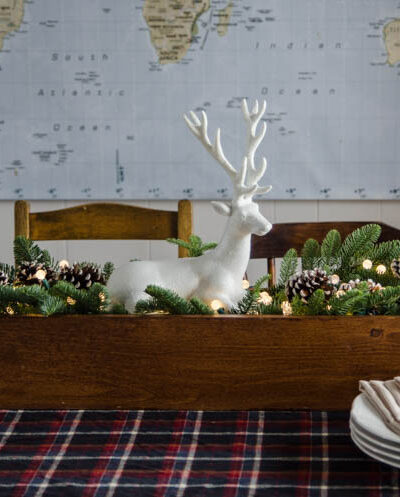 DIY Rustic Holiday Centrepiece- I love that the long box could be used for arrangements year round!