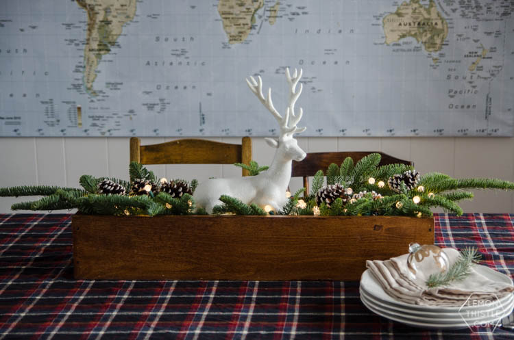 DIY Rustic Holiday Centrepiece- I love that the long box could be used for arrangements year round!