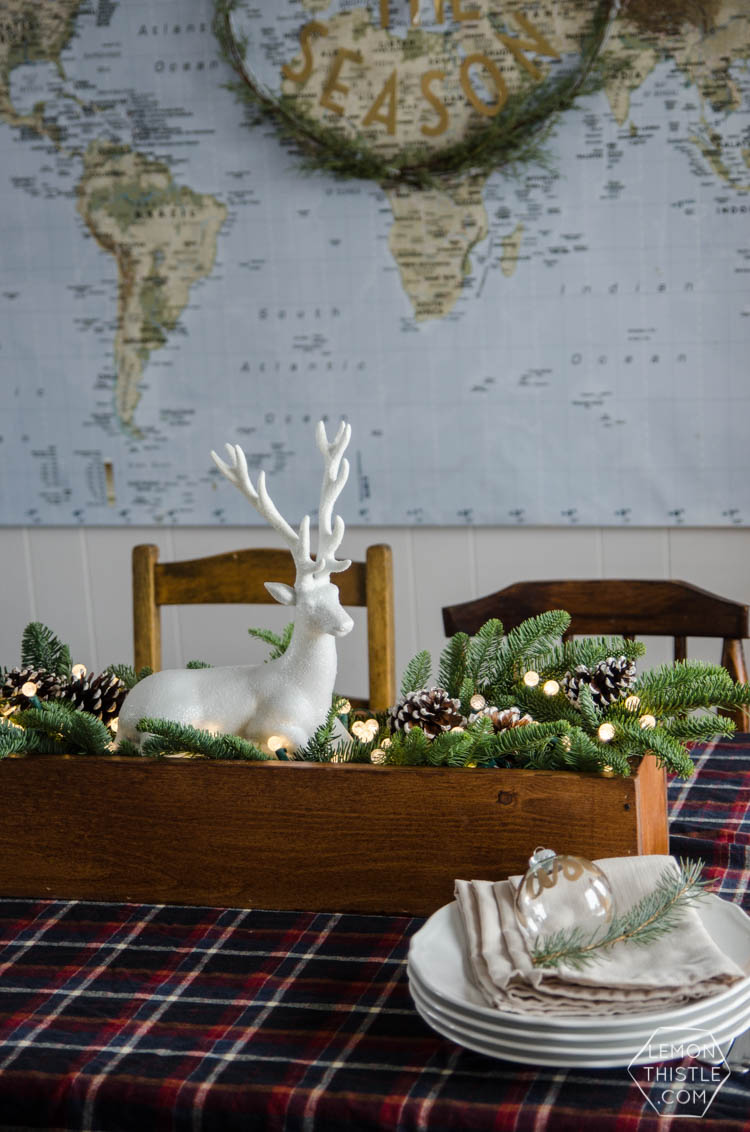 DIY Rustic Holiday Centrepiece- I love that the long box could be used for arrangements year round!
