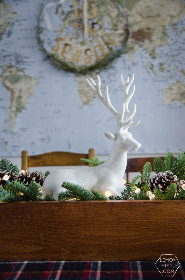 DIY Rustic Holiday Centrepiece- I love that the long box could be used for arrangements year round!