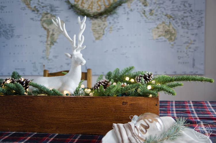DIY Rustic Holiday Centrepiece- I love that the long box could be used for arrangements year round!