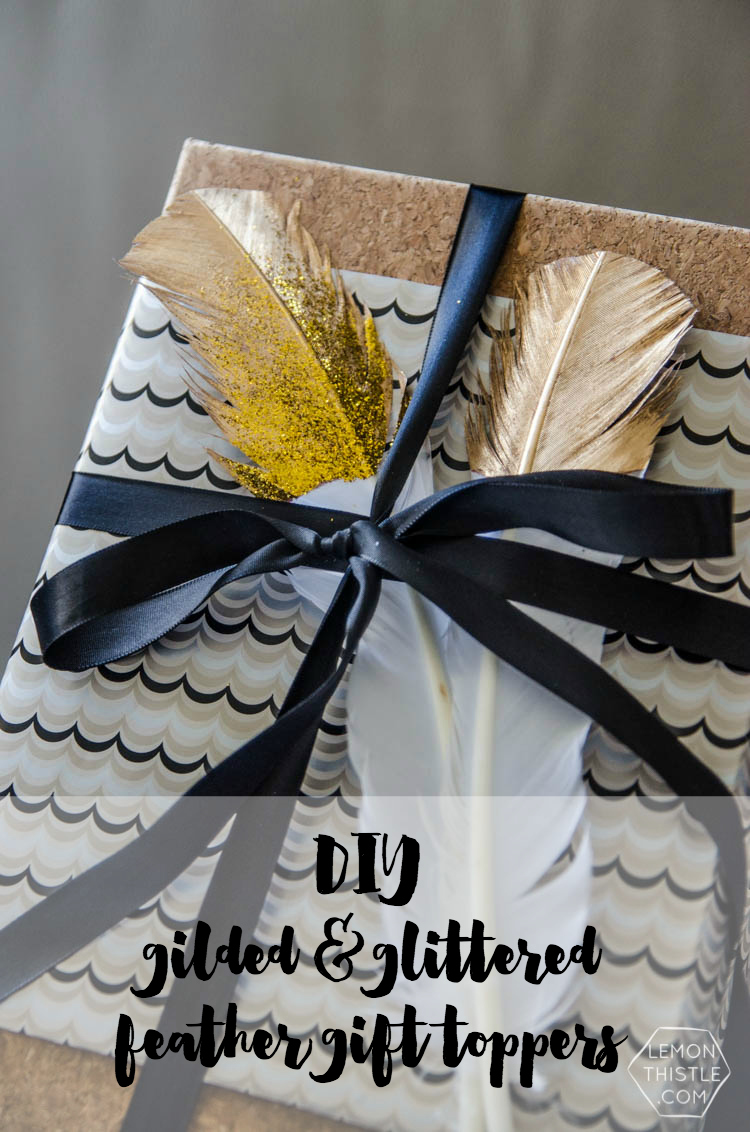 DIY gilded and glittered feather gift toppers... these would make cute christmas ornaments too!