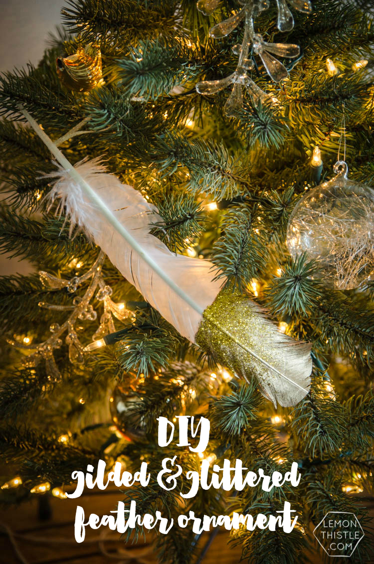 DIY gilded and glittered feather gift toppers... these would make cute christmas ornaments too!