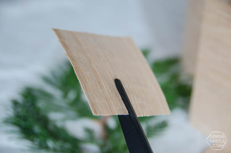 DIY Simple Wood Veneer Garland with Fresh Greens- the perfect minimal holiday decoration