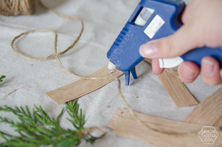 DIY Simple Wood Veneer Garland with Fresh Greens- the perfect minimal holiday decoration