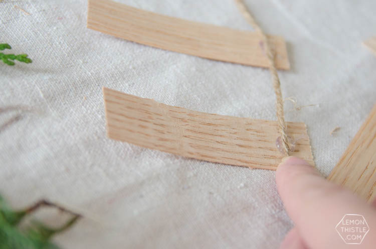 DIY Simple Wood Veneer Garland with Fresh Greens- the perfect minimal holiday decoration