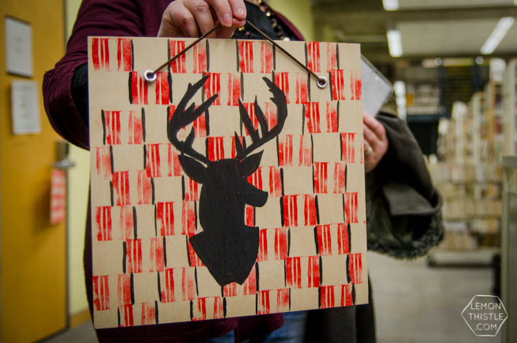 DIY Buffalo Check Plywood Holiday Sign