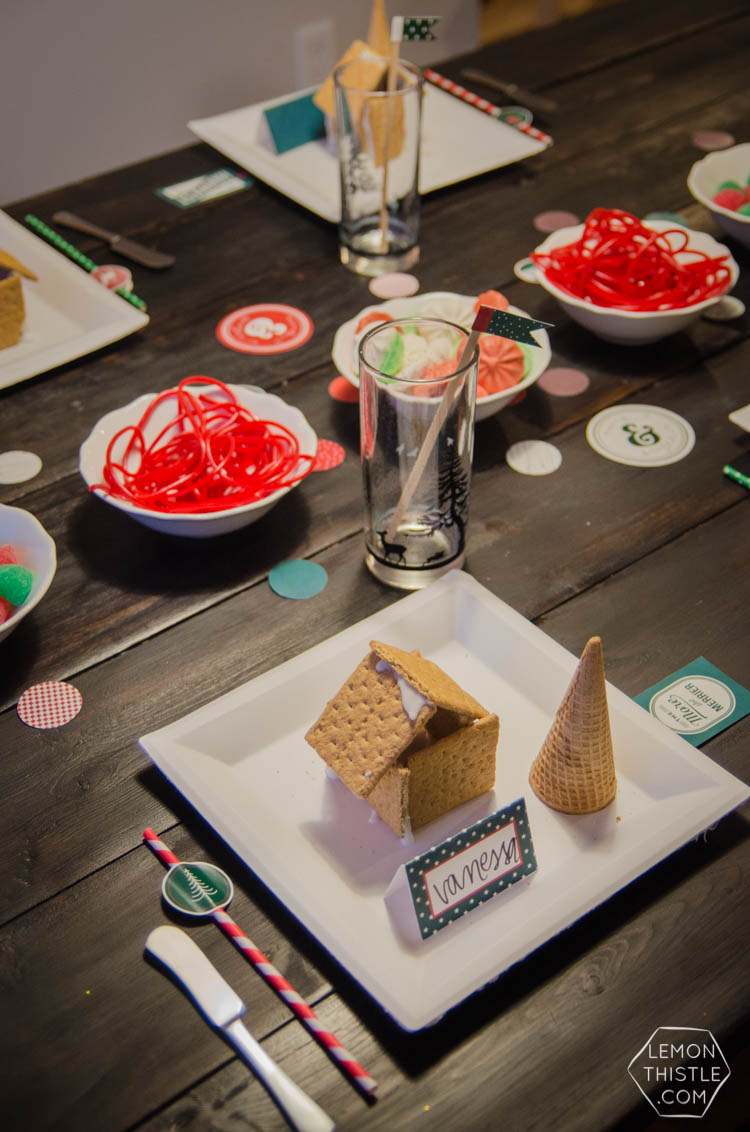 A simple gingerbread decorating party... I love this! The decorations are so classic but easy to accomplish
