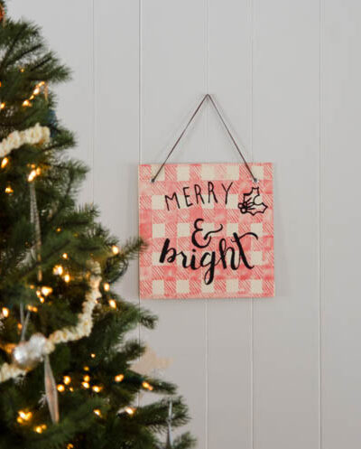 DIY Buffalo Check Plywood Holiday Sign