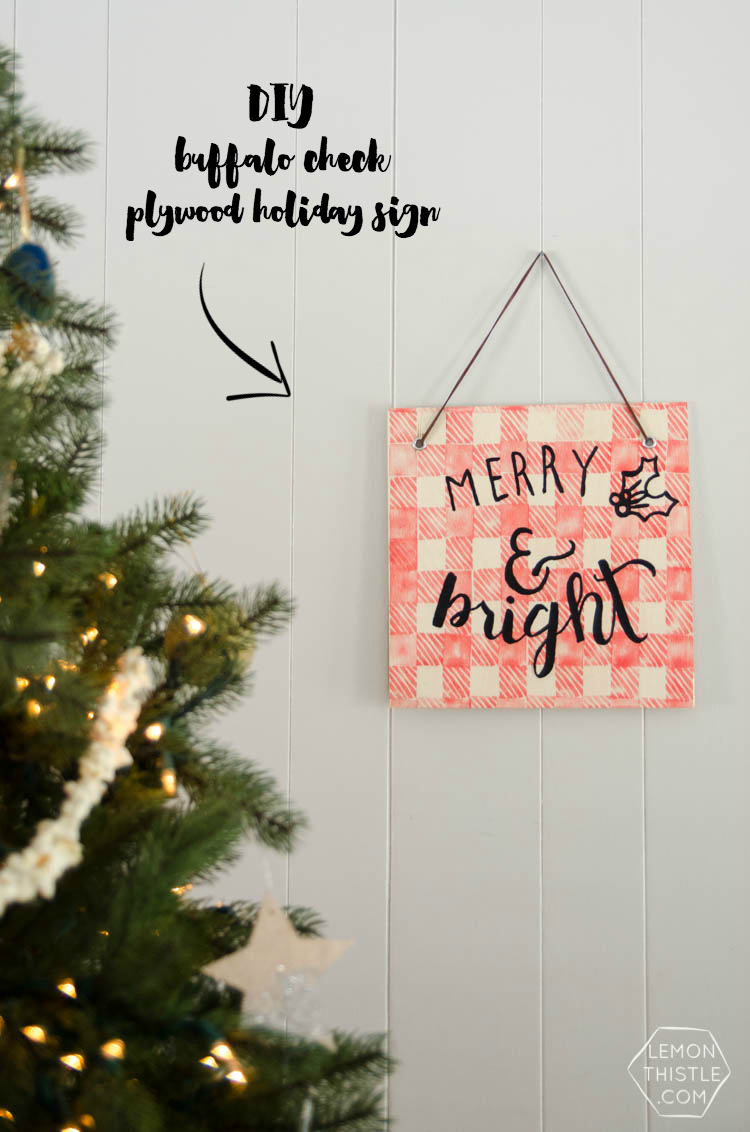 DIY Buffalo Check Plywood Holiday Sign