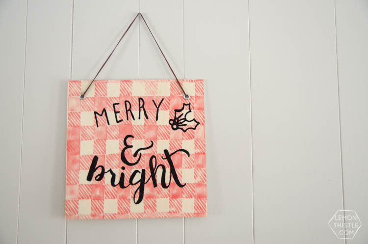 DIY Buffalo Check Plywood Holiday Sign