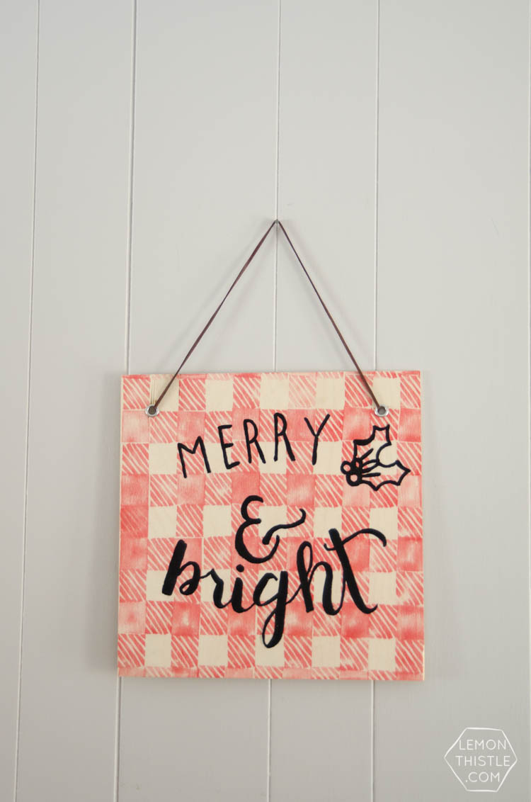 DIY Buffalo Check Plywood Holiday Sign