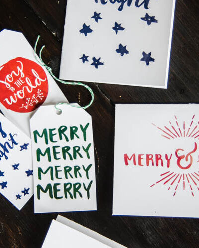 Hand Lettered Watercolor Holiday Cards and Tags- Printable