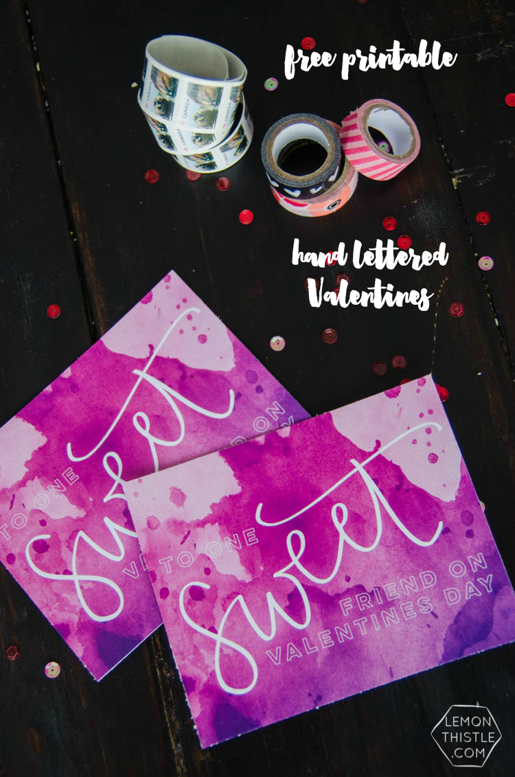 Hand Lettered Watercolor Valentine's Day Postcard- To One Sweet Friend