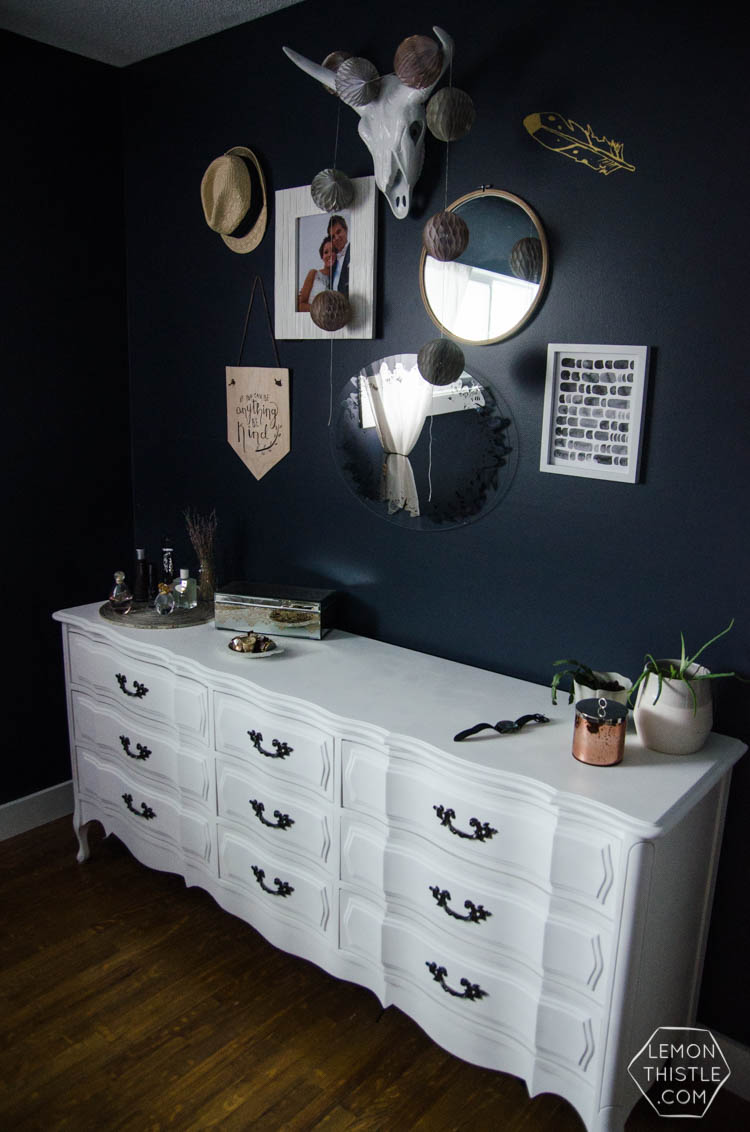 Moody Boho Bedroom Update (and chalk spraypainted dressers!)