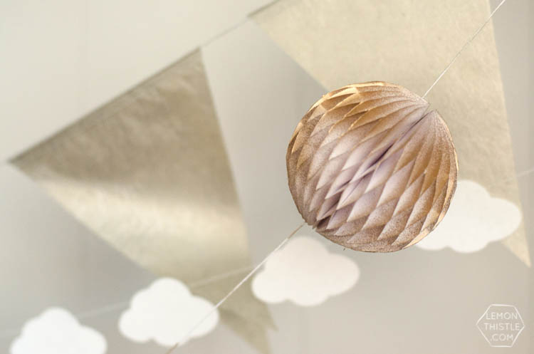 DIY Metallic Mini Honeycomb Garland- so fun for a party or just home decor!