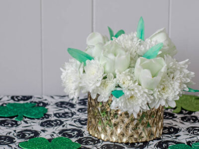 DIY Saint Patrick's Day Floral Centrepiece- using grocery store flowers!