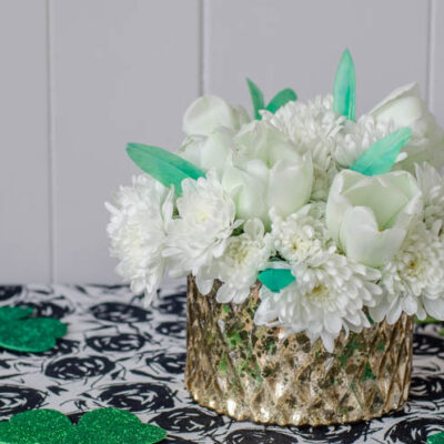 DIY Saint Patrick's Day Floral Centrepiece- using grocery store flowers!