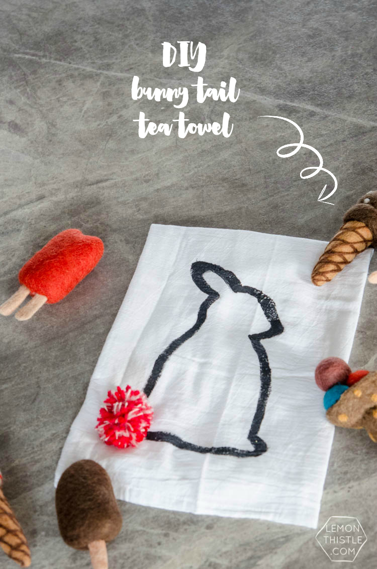 DIY Bunny Tail Tea Towel... isn't this adorable?! I love the pom pom