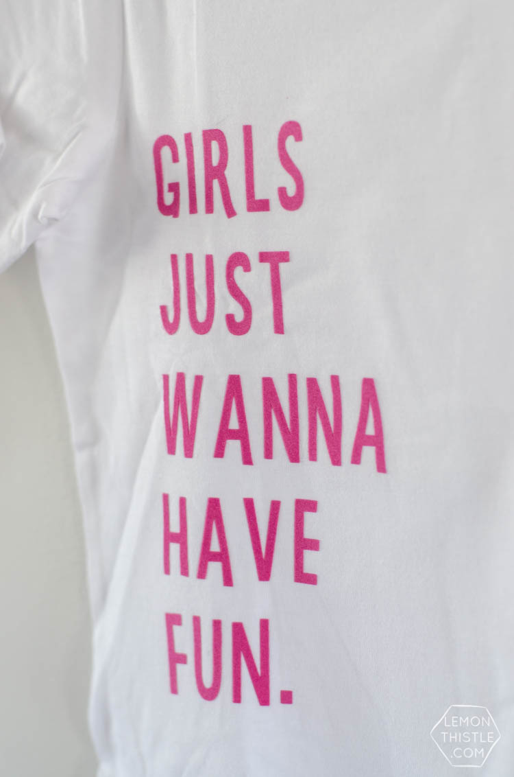 Such fun t-shirts for siblings! And I love that it uses the fuzzy iron on letters- so much better for kids.