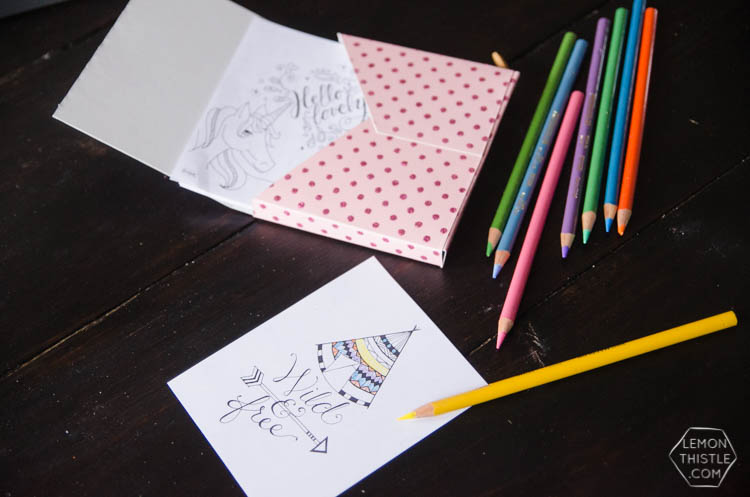 DIY Mini Colouring Sheet Kit- so fun to take along in your purse or on trips! 