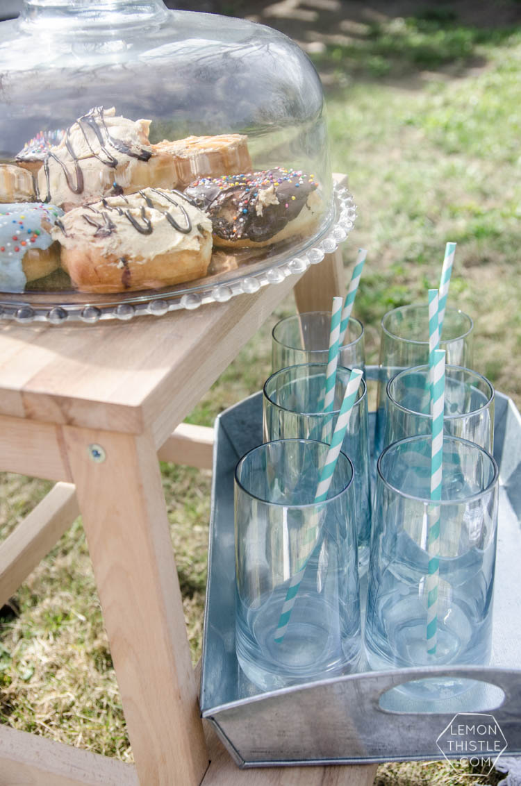 Such cute snacks for a craft party- I love the iced coffee station!