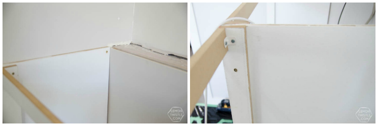 Assembly of built in cabinets for TV and storage- click through for full tutorial