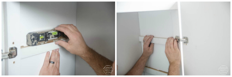 Assembly of built in cabinets for TV and storage- click through for full tutorial