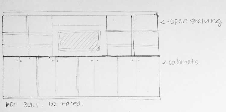 DIY custom built in shelving unit- click through for full DIY tutorial