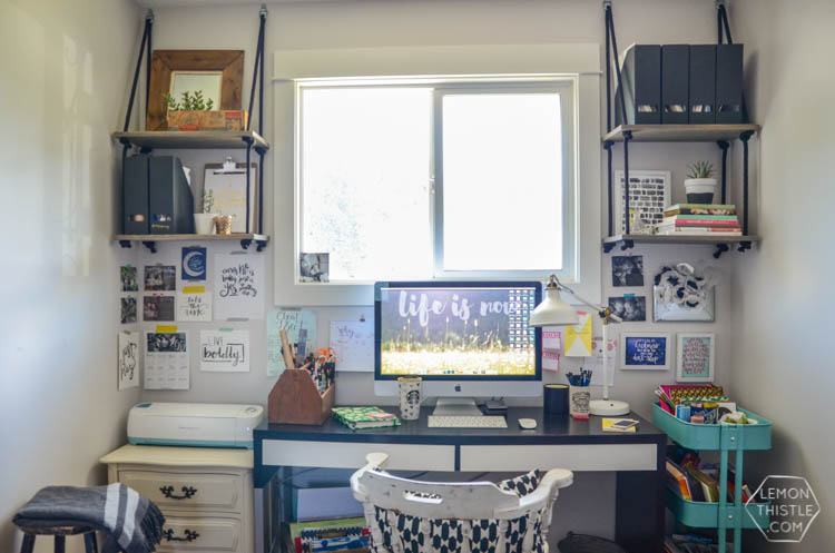 Diy Hanging Shelves And Farewell Office Lemon Thistle Diy Hanging Rope Shelving Such A Fun Alternative To Bookshelf