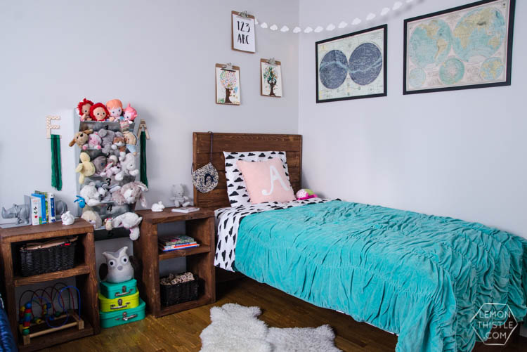DIY Framed Wood Plank Twin Beds with detailed how-to instructions and measurements... I love these! Kids could grow with them