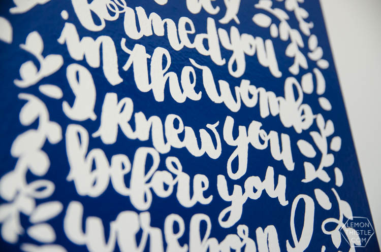 DIY Reverse Vinyl Wall Art... I love this! such a modern update on the vinyl quotes that are out there. Plus the printable is cute! Perfect for a nursery.