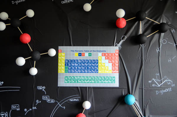 DIY a fun science themed grad party- this is SO much fun! I love that backdrop